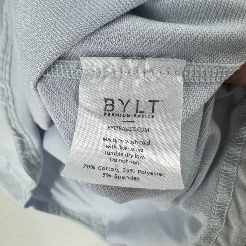 BYLT Premium Basics Mens Drop Cut V-Neck Lux T-Shirt Light Blue‎ Grey XL